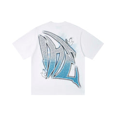 Vintage Angel Figure Graphic T‑Shirt White Oversized Streetwear Tee