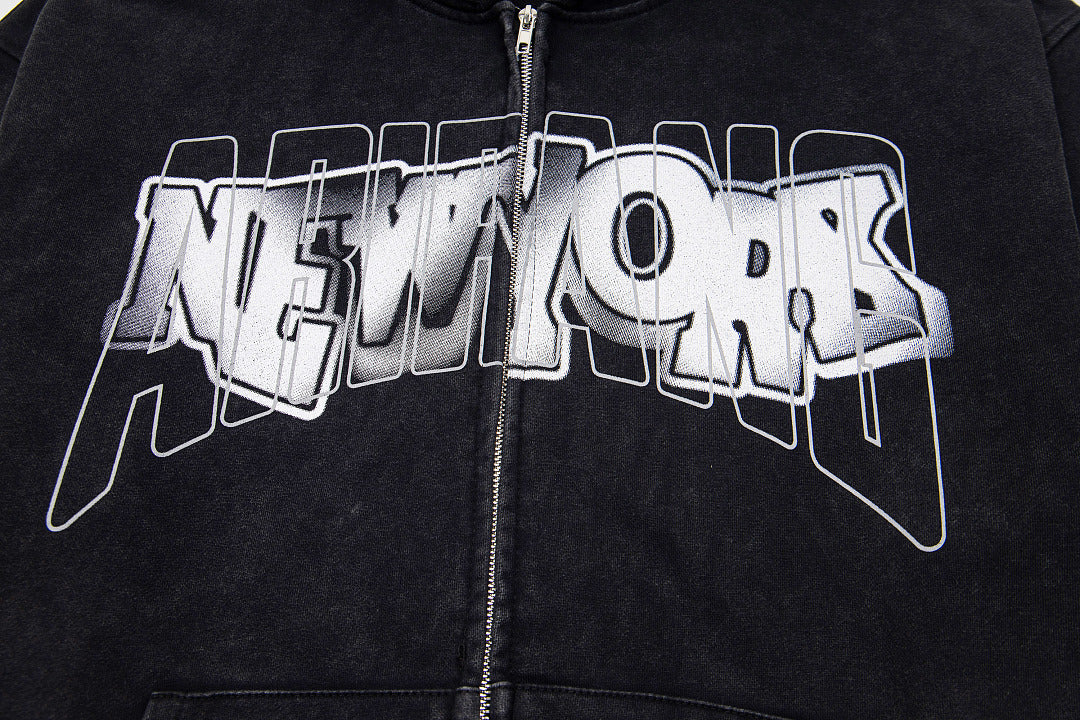 Vintage New York City Graphic Full‑Zip Hoodie