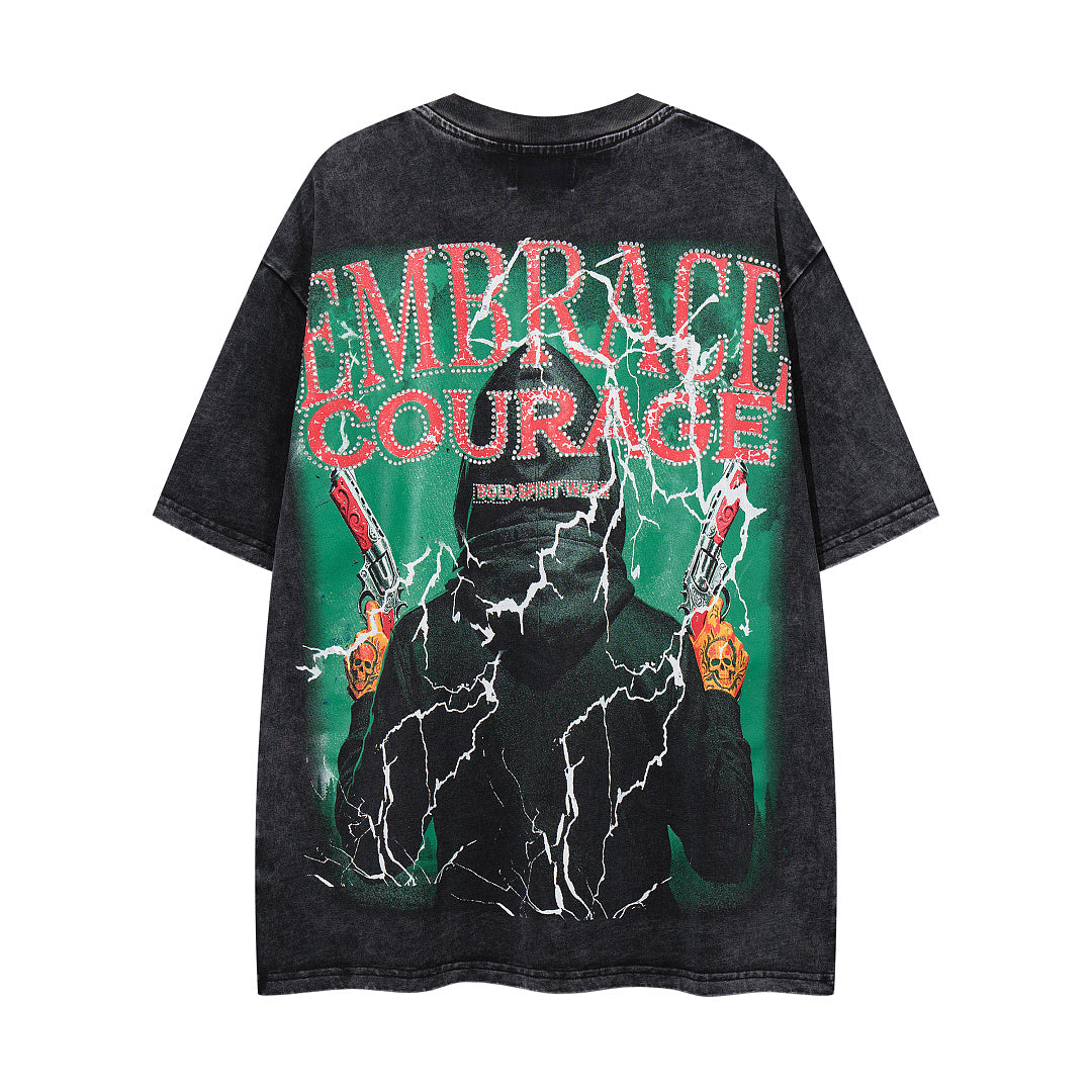 Vintage Black FIRST ROW Grim Reaper Skull Double‑Sided Graphic T‑Shirt