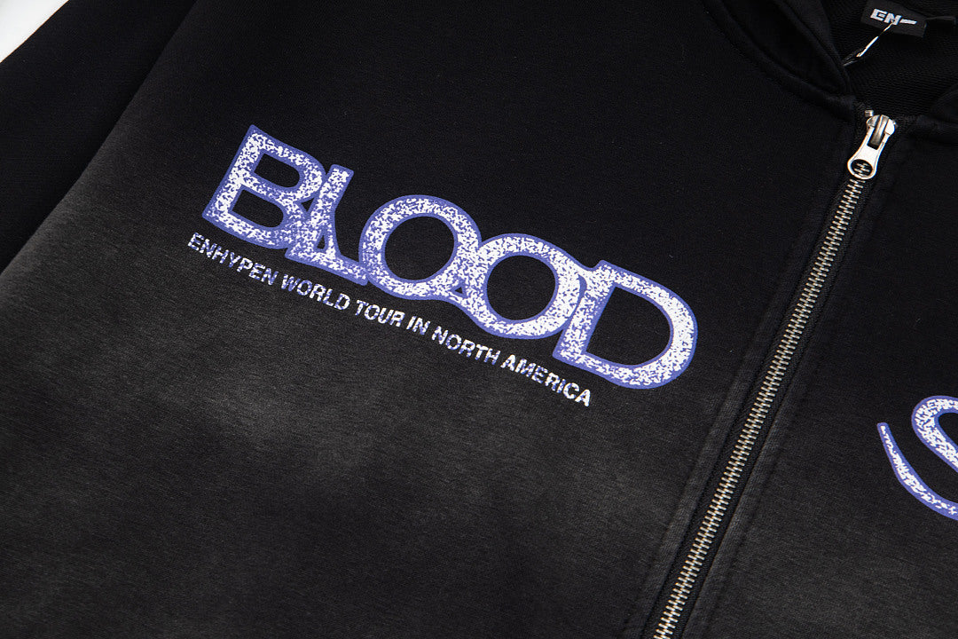Vintage Black Blood Saga Full‑Zip Hoodie