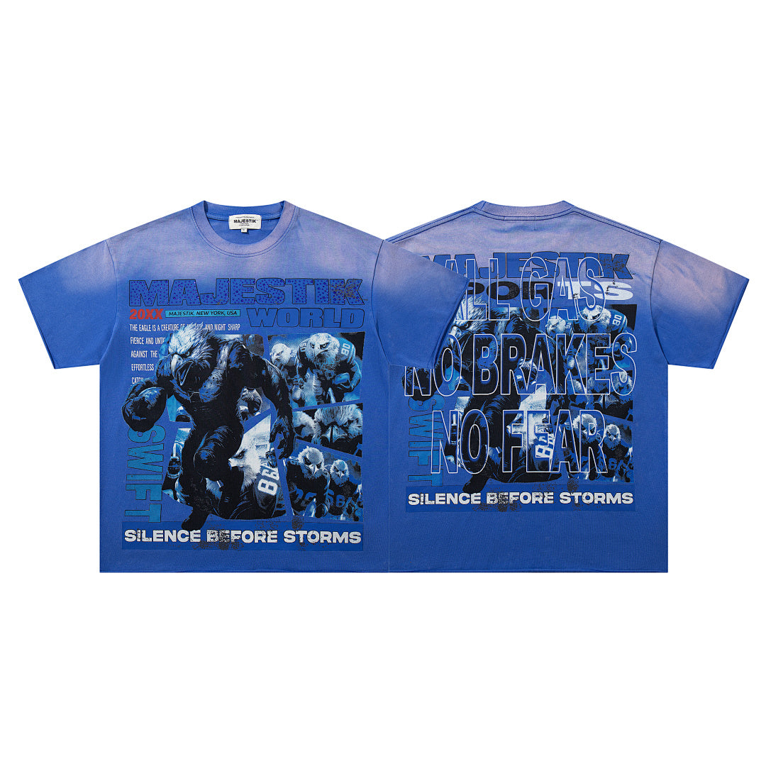 Blue Washed Vintage Gorilla Band‑Style Graphic T‑Shirt