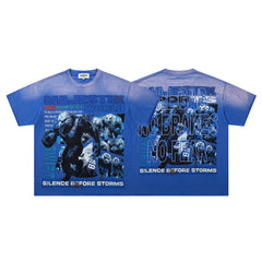 Blue Washed Vintage Gorilla Band‑Style Graphic T‑Shirt
