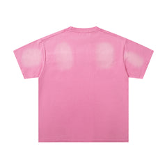 Bright Pink Washed Retro Poster Character Vintage Graphic T‑Shirt