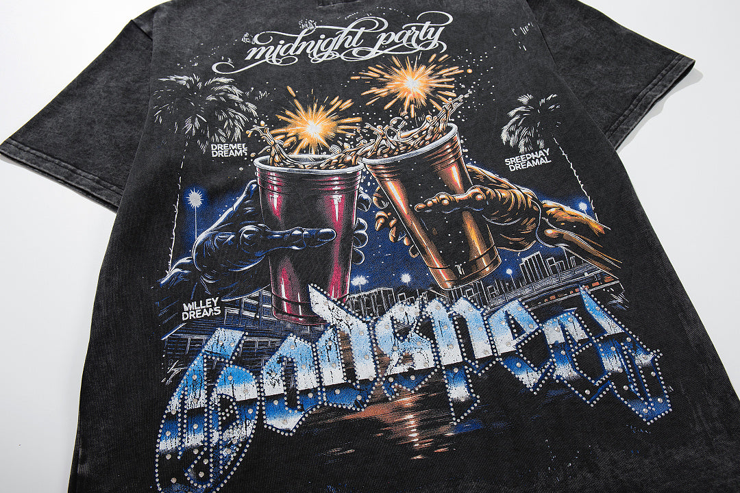 Vintage Black Band Motorcycle Double‑Sided Graphic T‑Shirt
