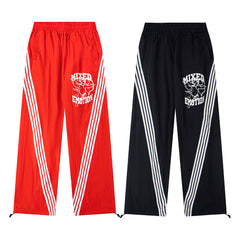 Black Red Gothic Graphic Wide‑Leg Sweat Pants Urban Streetwear Trousers