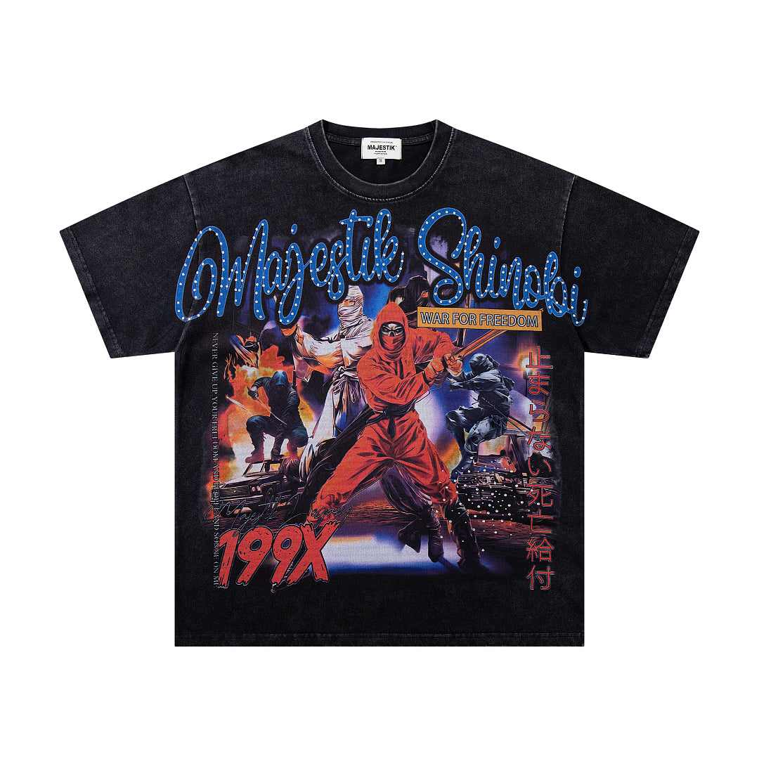 Black 199X Vintage Basketball Player Graphic T‑Shirt