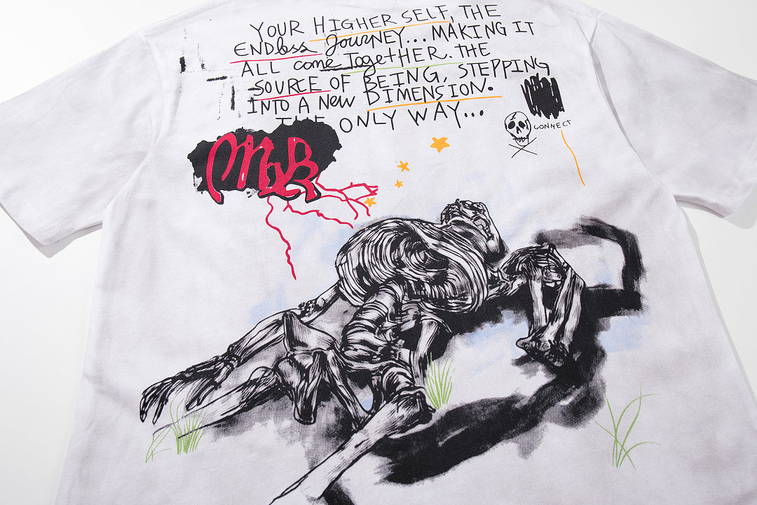 White Washed Graffiti Street Art Vintage Graphic T‑Shirt