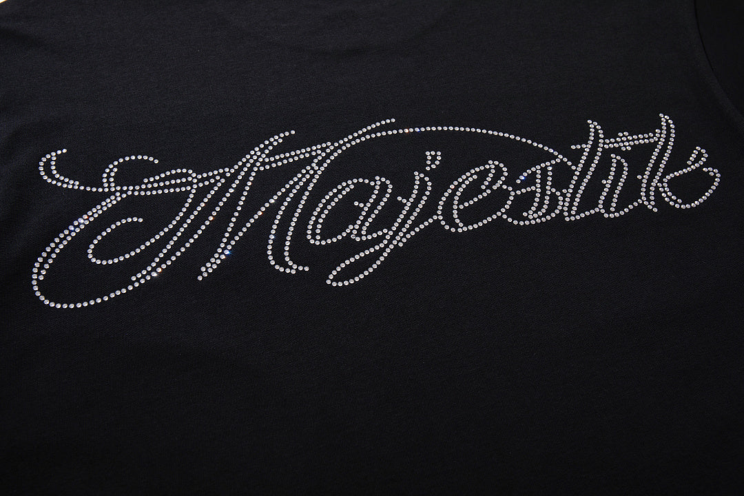 Vintage Black MAJESTIC Racing Car Graphic T‑Shirt