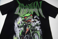 Black Vintage Green Sailboat Graphic Oversized Crew‑Neck Street T‑Shirt