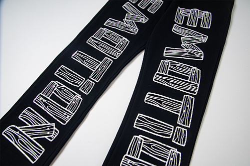 Black Straight Sweat Pants With Vertical Side Letter Print Urban Streetwear