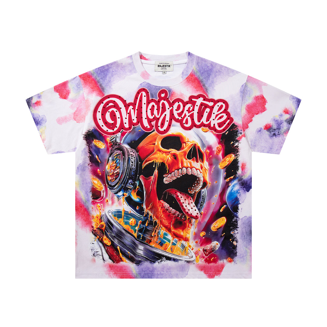 Tie‑Dye Skull Rock Band Vintage Graphic T‑Shirt