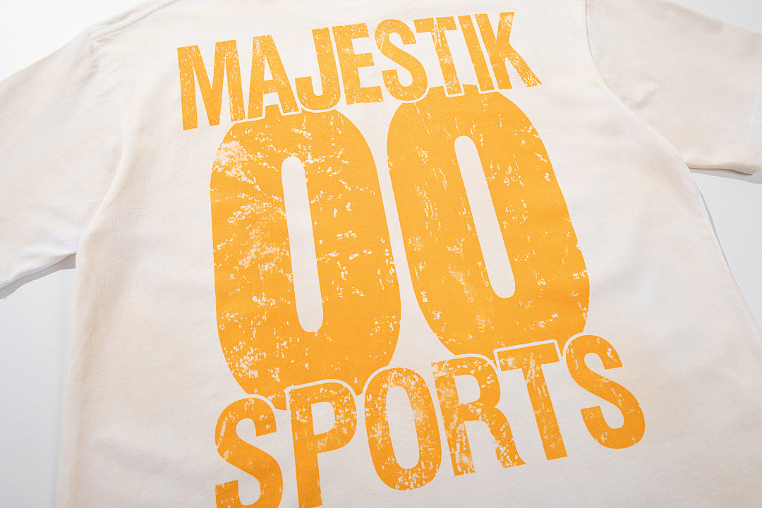 Off‑White Washed Vintage Sports Car Palm Double‑Sided Graphic T‑Shirt