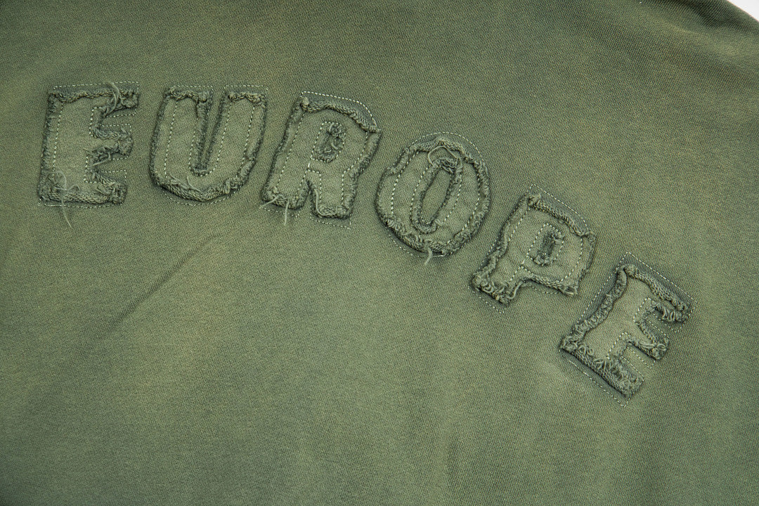 Vintage Olive Green Number 26 Embroidery Full‑Zip Hoodie