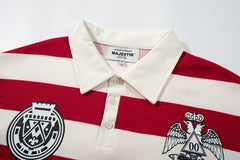 Vintage Red‑White Stripe MAJESTIC Rugby Polo Shirt
