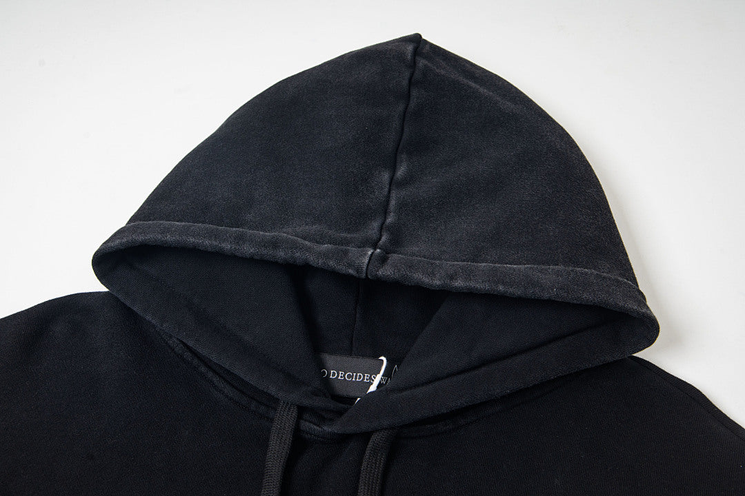 Vintage Black Church Stained‑Glass Print Full‑Zip Hoodie