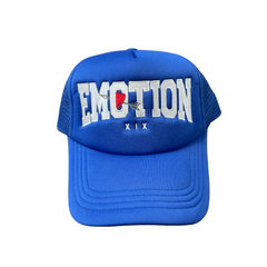 Emotion Logo 3D Embroidered Blue Trucker Hat Unisex Mesh Snapback Cap