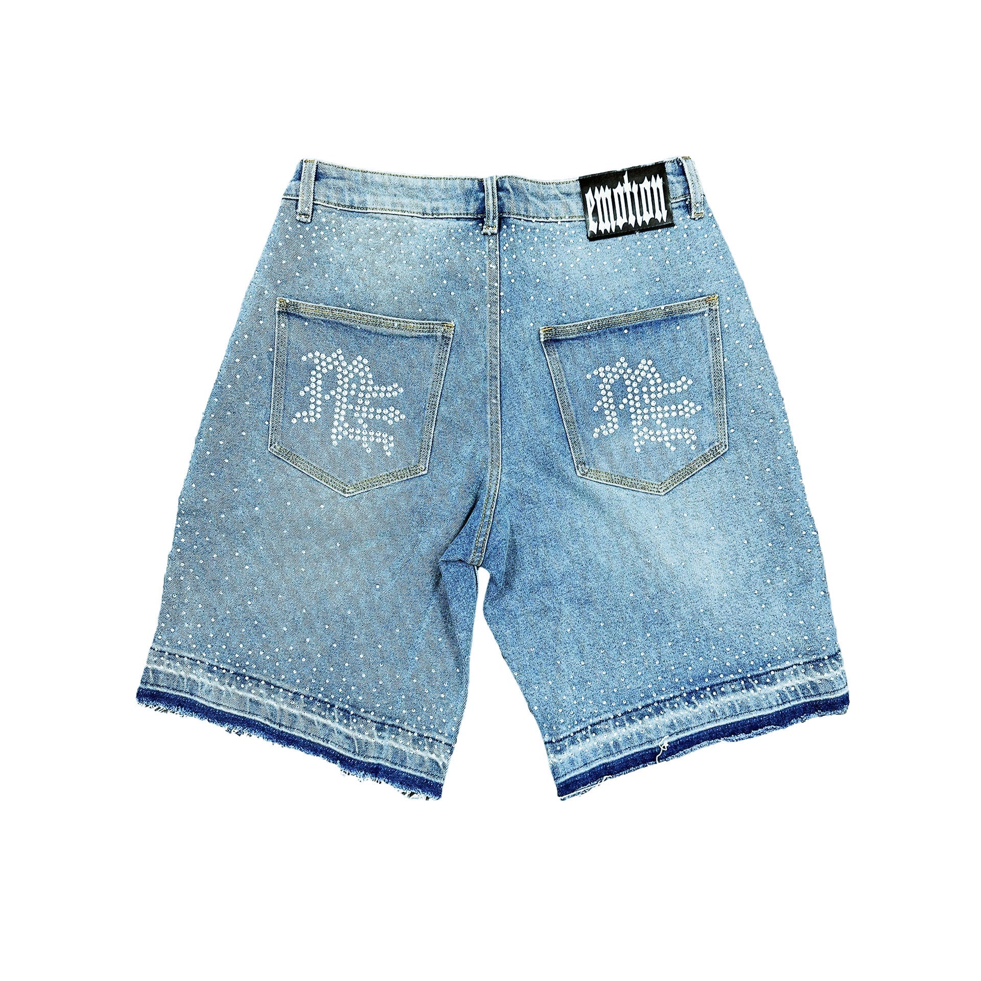 Y2K Street Style All‑Over Graphic Raw Edge Denim Shorts